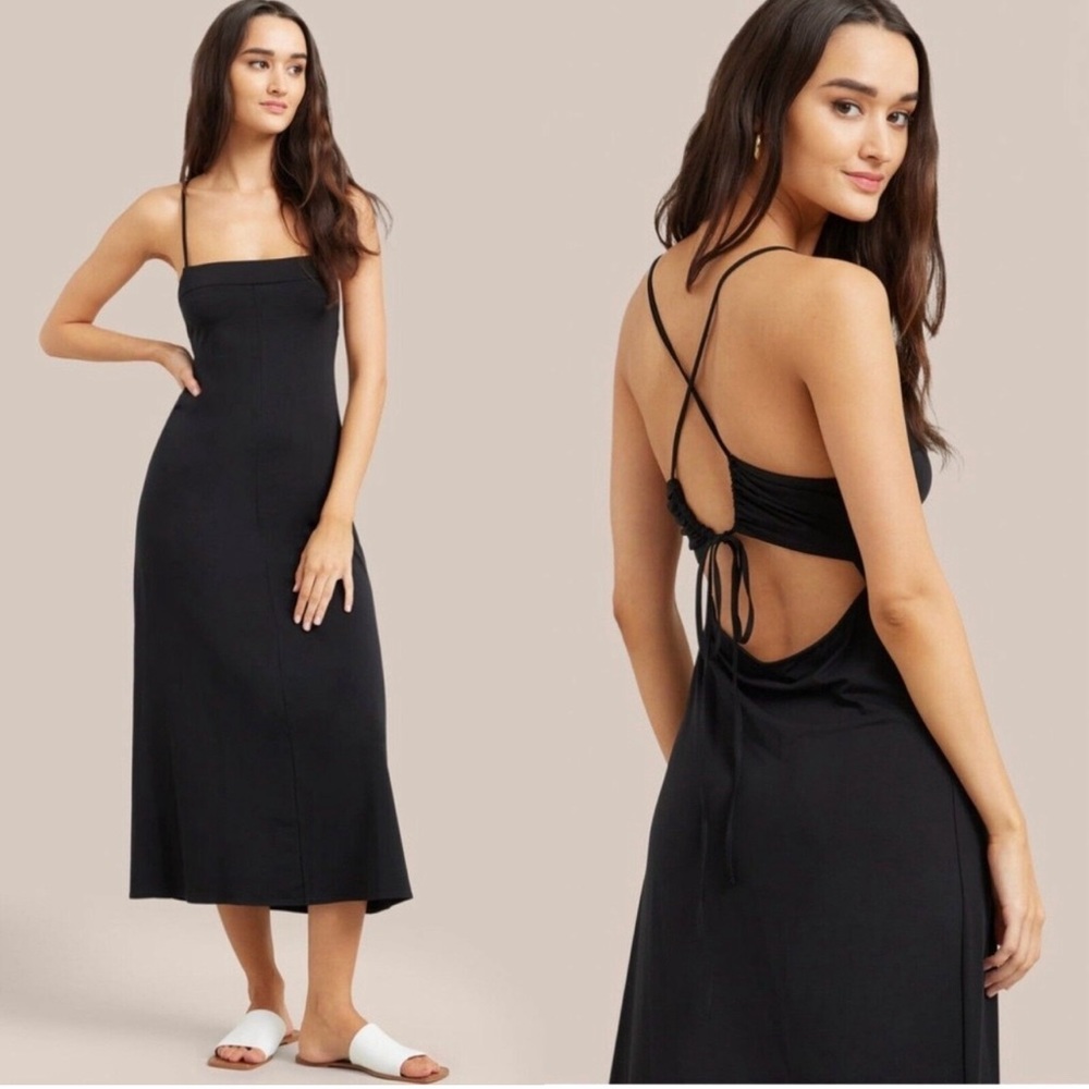Modern Citizen Liliana Black Open Back Midi Dress